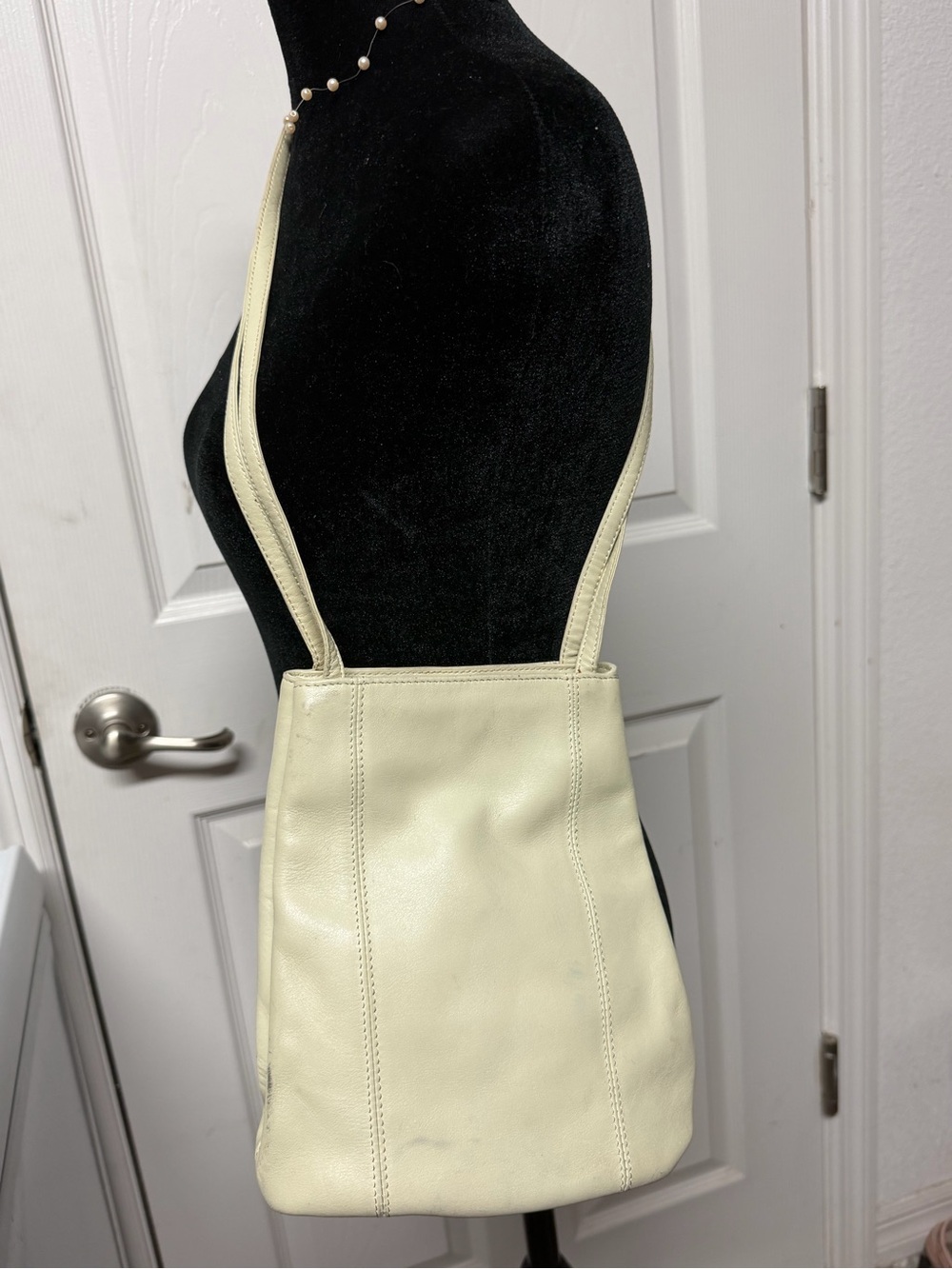 Nine West Cream Leather Shoulder Tote